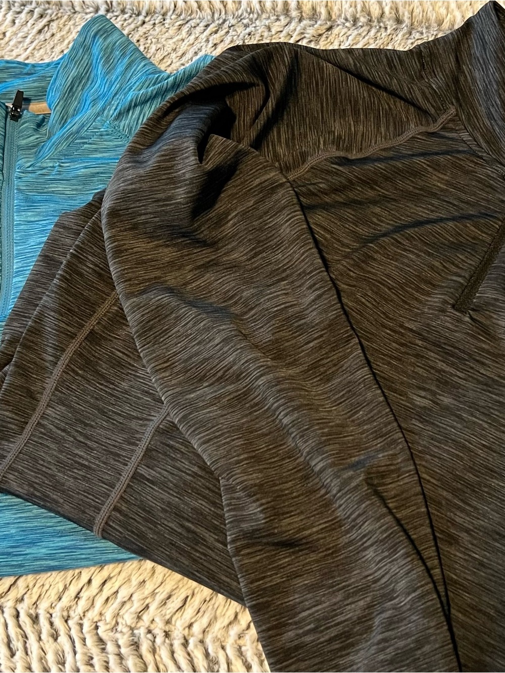 Heathered Grey and Heathered Teal Quarter-Zip Performance Pullover (2)